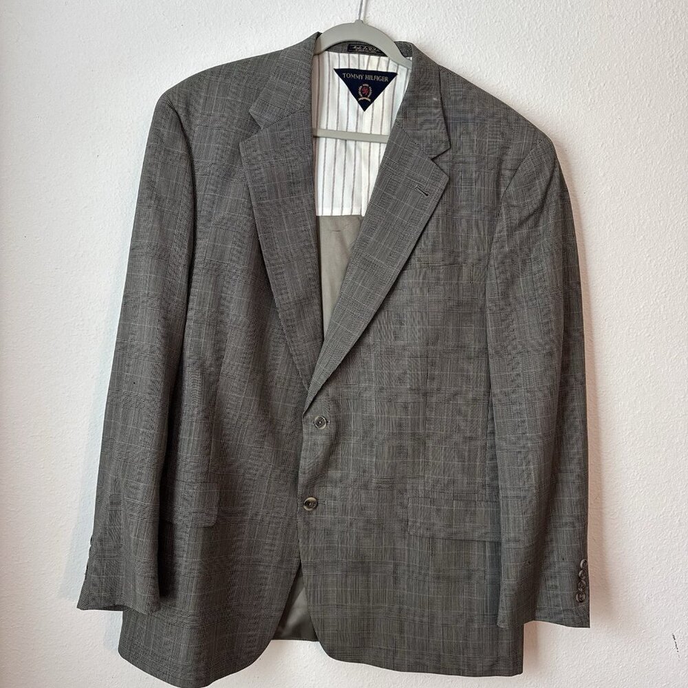 VTG Tommy Hilfiger Mcraes Blazer Mens Sports Coat Suit Jacket 46L Union Made USA